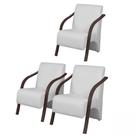 Kit 3 Poltronas Decorativas Vênus 1 Lugar Braço Pé Madeira D Salla Tecido Sintético