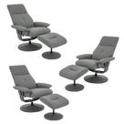 Kit 3 Poltronas do Papai Elétrica Reclinável Giratória com Apoio de Pés e Massagem Nebraska PU Cinza G56 - Rivatti