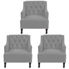 Kit 3 poltronas genesis suede cinza