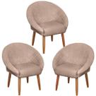 Kit 3 Poltronas Ibiza para Manicure Sala de Estar Decorativa Cadeira Estofada Resistente Escritório Recepção