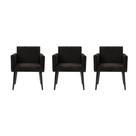 Kit 3 Poltronas Luca Para Sala De Estar Suede - Preto - Cor: Preto