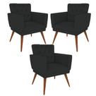 Kit 3 Poltronas Nina com Capitone - Preto