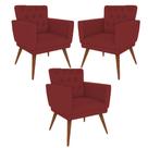 Kit 3 Poltronas Nina com Capitone - Vermelho