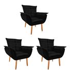 Kit 3 Poltronas Opala GatMagazine-Suede Preto