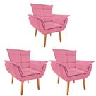 Kit 3 Poltronas Opala GatMagazine-Suede Rosa