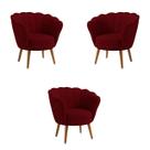 Kit 3 Poltronas Pétala Veludo Marsala Kit 3 Poltronas Pétala Veludo Marsala
