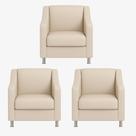 Kit 3 Poltronas Sofia Decorativa Para Recepção Bege material sintético Kit 3 Poltronas Sofia Decorativa Para Recepção Bege material sintético