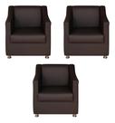 Kit 3 Poltronas Sofia Decorativa Para Recepção Marrom material sintético Kit 3 Poltronas Sofia Decorativa Para Recepção Marrom material sintético