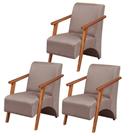 Kit 3 Poltronas Venus 1 Lugar Braço Madeira Maciça Tecido Suede Unidecor Cappuccino Kit 3 Poltronas Venus 1 Lugar Braço Madeira Maciça Tecido Suede Unidecor Cappuccino