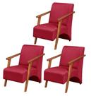 Kit 3 Poltronas Venus 1 Lugar Braço Madeira Maciça Tecido Suede Unidecor Vermelho Kit 3 Poltronas Venus 1 Lugar Braço Madeira Maciça Tecido Suede Unidecor Vermelho