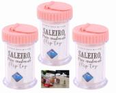 Kit 3 Porta Condimentos Saleiro Com Tampa Flip Top PlasTutti