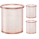 Kit 3 Porta Lápis Rose De Metal Pincel Caneta Escritório Kit 3 Porta Lápis Rose De Metal Pincel Caneta Escritório
