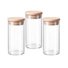 Kit 3 Porta Mantimento Recipiente Vidro Tampa Bambu Alimento Multiuso 1150ml Pote Organizador Cozinha