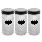 Kit 3 Porta Mantimentos de Vidro Pote com Tampa Preta Wolff 1600ml