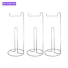 Kit 3 Porta Papel Higiênico de Chão Aço Inox para 3 Rolos Suporte Cromado Banheiro