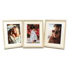 Kit 3 Porta Retratos 10x15 Moldura Dupla Com Paspatur Linho