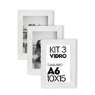 Kit 3 Porta retratos Moldura Madeira Fotos 10x15 Vidro