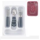Kit 3 porta talheres organizador com tampa gaveta armario cozinha utensilios 4 divisorias viagem churrasco camping