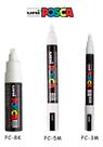 Kit 3 Posca Branco Pc-3m Pc-5m Pc-8k