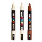 KIT 3 Posca PC-5M Marrom, Bege e Marfim 1.8-2.5mm Uniball