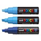 Kit 3 Posca PC-8K Azul Claro, Escuro, Turquesa 4-8mm Uniball