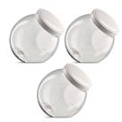 Kit 3 Pote Baleiro 1 Litro ou 500ml Transparente Plástico Resistente Tampa Rosca Rosca Condimento Balas Doces