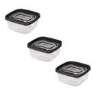 Kit 3 Pote de Alimentos Quadrado Com Tampa 1,1L Transparente Kit 3 Pote de Alimentos Quadrado Com Tampa 1,1L Transparente