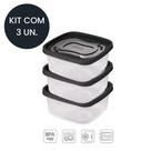Kit 3 Pote de Alimentos Quadrado Com Tampa Transparente 1,1L 013865 Plasútil