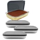 Kit 3 Pote De Vidro Com Tampa Hermética Retangular Forno Microondas 1500ml