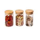 Kit 3 Pote De Vidro hermético 300ml Tampa de Bambu Hermético