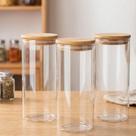 Kit 3 Pote De Vidro Hermético Redondo 1500ml Com Tampa De Bambu