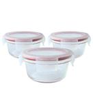 Kit 3 Pote De Vidro Hermético Redondo Com Tampa 4 Travas Marmita Fit 600ml