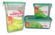 Kit 3 Pote Hermético 1,4lt 1,24l 770ml Travas Freshy Sanremo