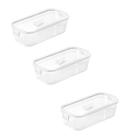 Kit 3 Pote Hermético Slim Multiuso 845 ML Branco 22x10x6Cm