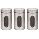 Kit 3 Pote Inox Visor Vítreo Fechamento Hermético 1 Litro Kit 3 Pote Inox Visor Vítreo Fechamento Hermético 1 Litro