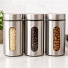 Kit 3 Pote Inox Visor Vítreo Fechamento Hermético 1,3 Litros Kit 3 Pote Inox Visor Vítreo Fechamento Hermético 1,3 Litros