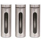Kit 3 Pote Inox Visor Vítreo Fechamento Hermético 1,8 Litros