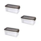 Kit 3 Pote Para Alimentos Retangular 875ML Trava Mais