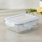 Kit 3 Pote Retangular Hermético Divisória Vidro Marmita Microondas Fitness Marmitinhas Utensílio Doméstico Cozinha Organizador Alimentos 1520ml
