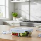 Kit 3 Pote Retangular Hermético Vidro Marmita Microondas Fitness Marmitinhas Casa Utensílio Doméstico Organização Cozinha Organizador Alimentos 1040ml