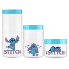 Kit 3 Pote Stitch 500ml 1,1lt 1,65lt Organizador Infantil