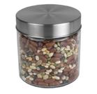 Kit 3 Pote Vidro Liso 650ml Tampa Inox Hermético Porta Tempero Mantimento Cozinha Conjunto Marmita