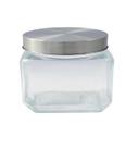 Kit 3 Pote Vidro Liso Quadrado 950ml Tampa Rosca Inox Hermético Porta Tempero Mantimento Conjunto