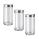 Kit 3 Pote Vidro Multiuso 1700ml Tampa Inox Organizador Despensa Pia Mantimentos Recipiente Alimento