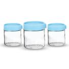 Kit 3 Pote Vidro Tampa Hermética Mantimento Empilhável 419ml