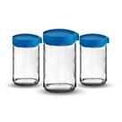Kit 3 Pote Vidro Tampa Hermética Mantimento Empilhável 624ml