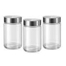 Kit 3 Pote Vidro Tampa Inox 1250ml Organizador Armário Alimentos Porta Mantimento Utensílio Multiuso