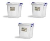 Kit 3 Potes 7,3 Litro Transparente Com Trava Pracasa Cozinha N483