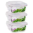 Kit 3 Potes 800ml de Vidro Marmita Tampa Hermetico Não Vaza Kit 3 Potes 800ml de Vidro Marmita Tampa Hermetico Não Vaza