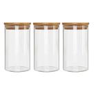Kit 3 Potes Borossilicato Hermético Tampa Bambu 1100ml Class